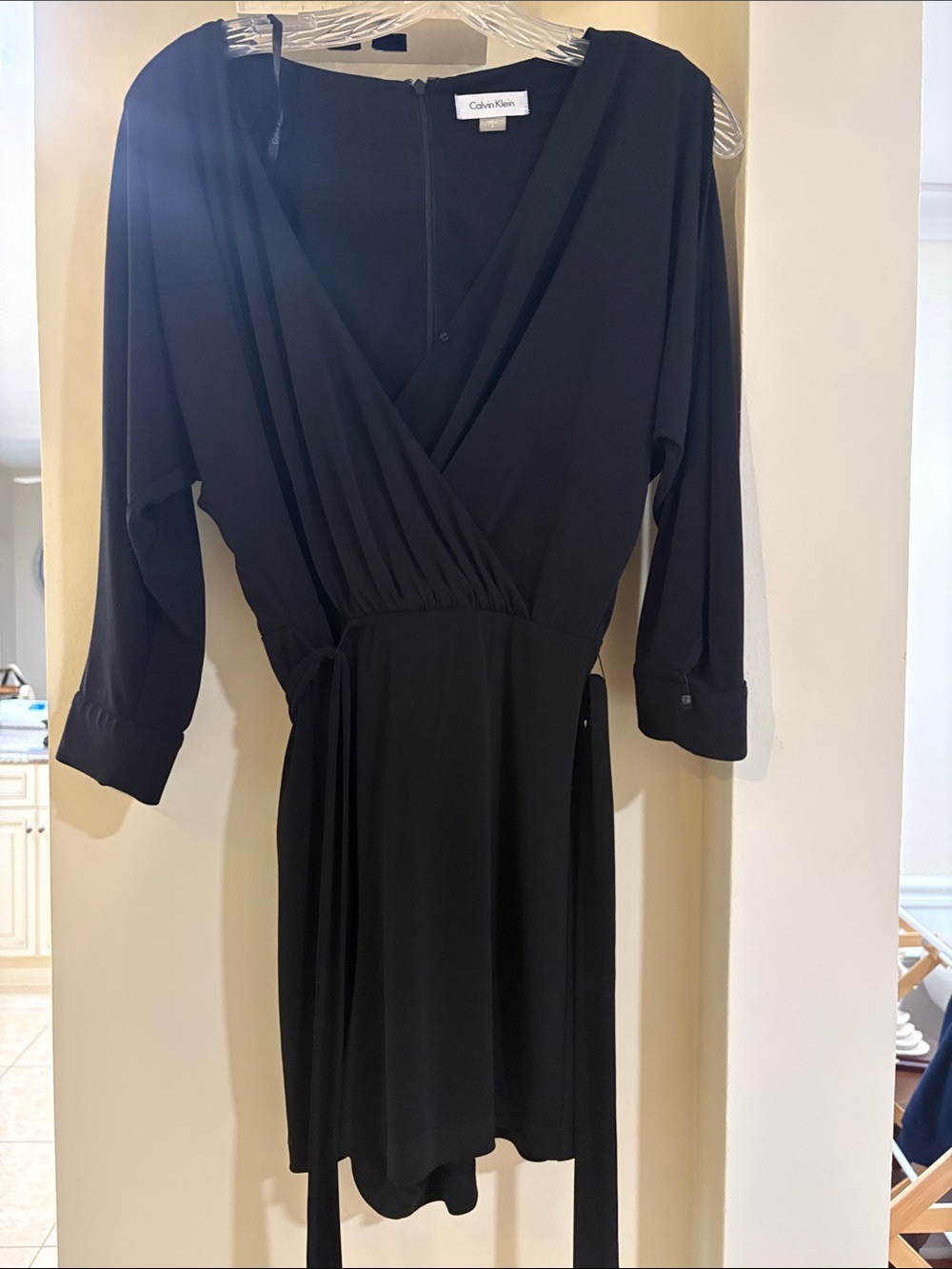 Calvin Klein Black Long Sleeve Wrap Shorts one piece jumper